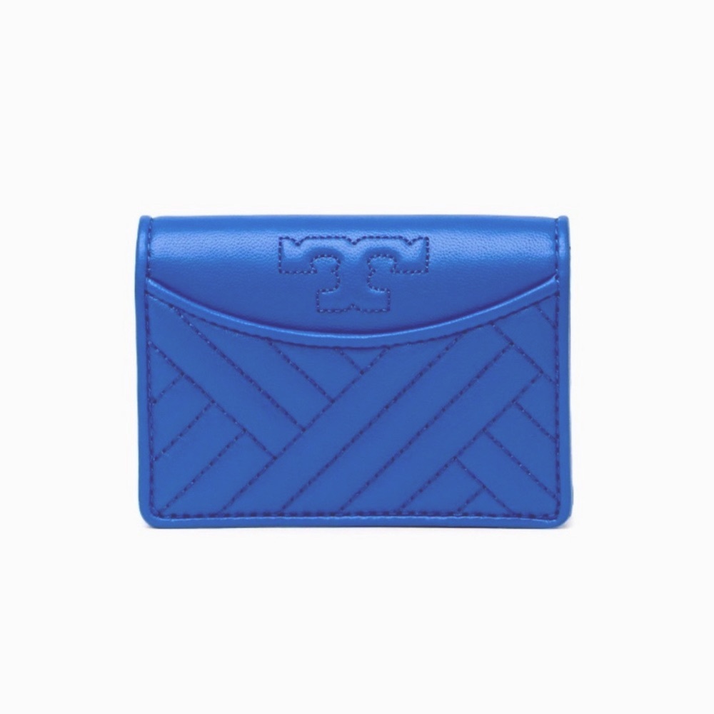 Tory Burch Alexa Foldable Mini Leather Wallet in Regal Blue 💙